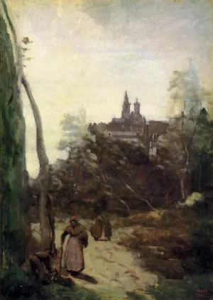 Semur - the Path from the Church by Jean-Baptiste-Camille Corot - Oil Painting Reproduction