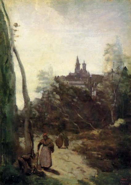 Main Product Photo of Semur - the Path from the Church Painting by Jean-Baptiste-Camille Corot
