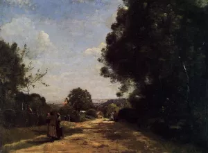 Sevres-Brimborion - View Toward Paris by Jean-Baptiste-Camille Corot Oil Painting