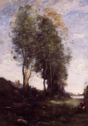 Shepherd Resting by Jean-Baptiste-Camille Corot - Oil Painting Reproduction