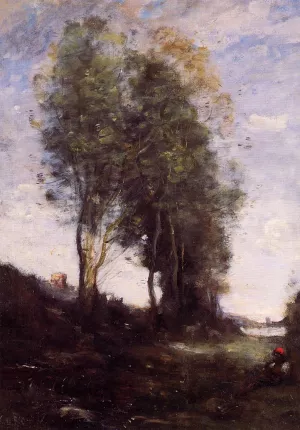 Shepherd Resting by Jean-Baptiste-Camille Corot Oil Painting