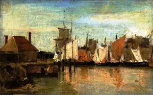 Shipping by Jean-Baptiste-Camille Corot Oil Painting