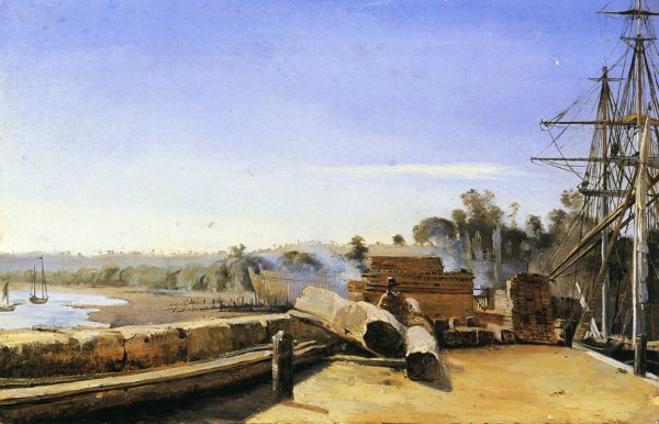 Main Product Photo of Shipyard in Honfleur Painting by Jean-Baptiste-Camille Corot