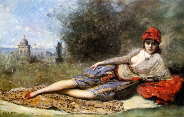 Main Product Photo of Sicilian Odalisque Painting by Jean-Baptiste-Camille Corot