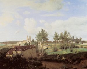 Soissons Seen from Mr. Henry's Factory by Jean-Baptiste-Camille Corot Oil Painting