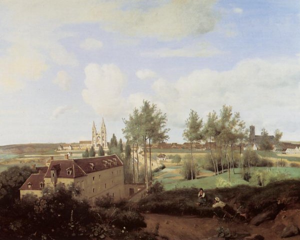 Soissons Seen from Mr. Henry's Factory by Jean-Baptiste-Camille Corot - Hand-Painted Oil Painting Reproduction