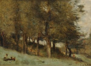 Sous-bois by Jean-Baptiste-Camille Corot Oil Painting
