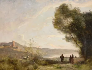 Souvenir des rives mediterraneennes by Jean-Baptiste-Camille Corot Oil Painting