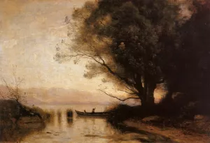 Souvenir of Riva by Jean-Baptiste-Camille Corot Oil Painting