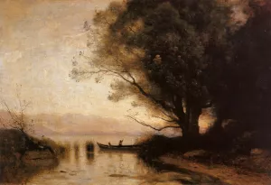 Souvenir of Riva Oil painting by Jean-Baptiste-Camille Corot
