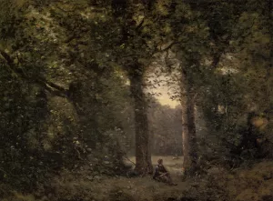 Souvenir of Ville d'Avray by Jean-Baptiste-Camille Corot Oil Painting