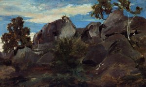 Stoller in the Fontainebleau Forest by Jean-Baptiste-Camille Corot Oil Painting