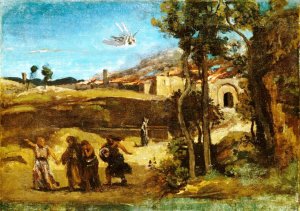 Study for 'The Destruction of Sodom' by Jean-Baptiste-Camille Corot Oil Painting