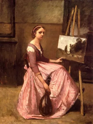 The Artist's Studio by Jean-Baptiste-Camille Corot Oil Painting
