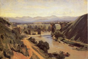 The Augustan Bridge at Narni Oil painting by Jean-Baptiste-Camille Corot