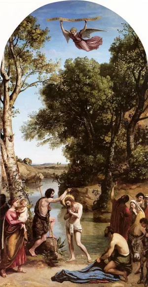 The Baptism of Christ by Jean-Baptiste-Camille Corot Oil Painting