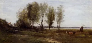 The Bay of Somme by Jean-Baptiste-Camille Corot Oil Painting
