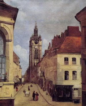 The Belfry of Douai by Jean-Baptiste-Camille Corot - Oil Painting Reproduction