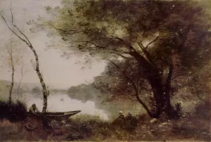 The Boatmen of Mortefontaine by Jean-Baptiste-Camille Corot Oil Painting