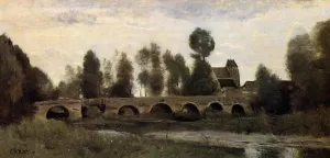 The Bridge at Grez-sur-Loing Oil painting by Jean-Baptiste-Camille Corot