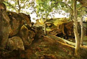 The Chestnut Grove by Jean-Baptiste-Camille Corot Oil Painting
