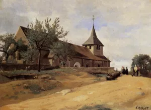 The Church at Lormes by Jean-Baptiste-Camille Corot - Oil Painting Reproduction