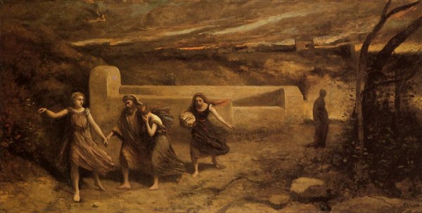 The Destruction of Sodom by Jean-Baptiste-Camille Corot - Hand-Painted Oil Painting Reproduction