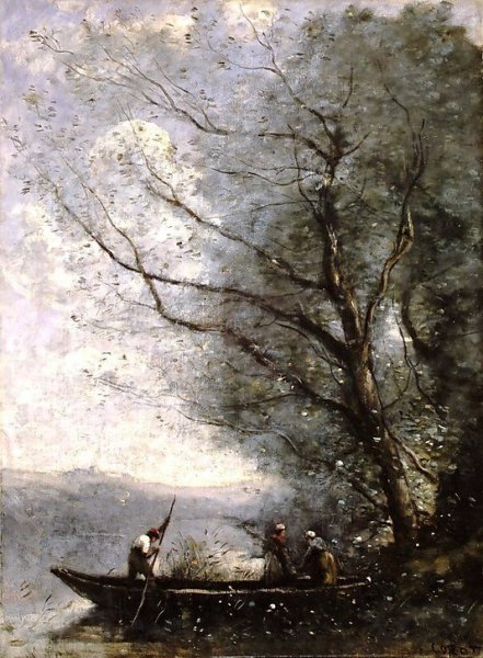 The Ferryman by Jean-Baptiste-Camille Corot - Hand-Painted Oil Painting Reproduction