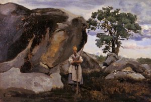 The Forest of Fontainebleau by Jean-Baptiste-Camille Corot Oil Painting