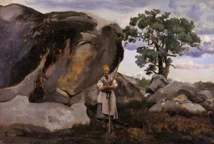 The Forest of Fontainebleau Oil painting by Jean-Baptiste-Camille Corot