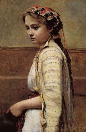 The Greek Girl by Jean-Baptiste-Camille Corot - Oil Painting Reproduction
