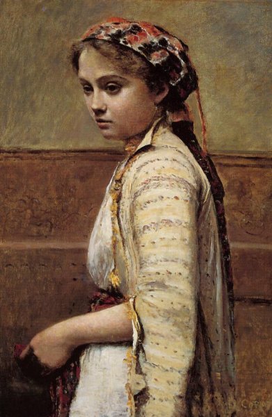 The Greek Girl by Jean-Baptiste-Camille Corot - Hand-Painted Oil Painting Reproduction