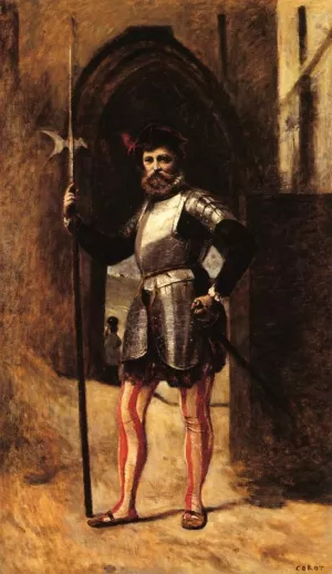 The Halberdsman by Jean-Baptiste-Camille Corot - Oil Painting Reproduction