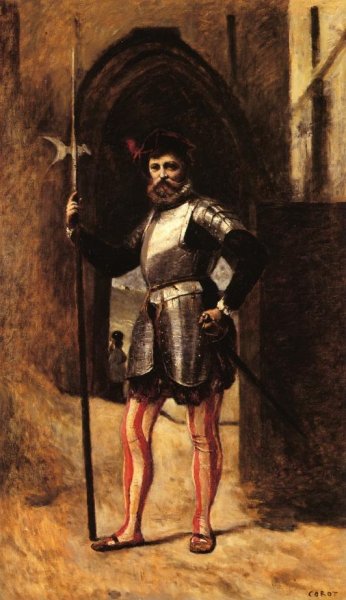 The Halberdsman by Jean-Baptiste-Camille Corot - Hand-Painted Oil Painting Reproduction