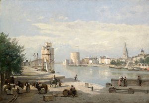The Harbor of La Rochelle by Jean-Baptiste-Camille Corot Oil Painting