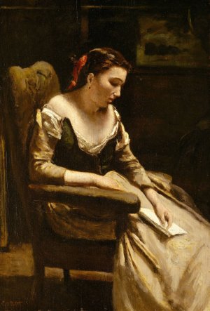 The Letter by Jean-Baptiste-Camille Corot Oil Painting