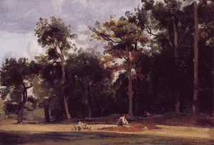 The Paver of the Chailly Road by Jean-Baptiste-Camille Corot Oil Painting