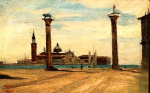 The Piazetta, Venice by Jean-Baptiste-Camille Corot Oil Painting