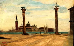 The Piazetta, Venice by Jean-Baptiste-Camille Corot Oil Painting