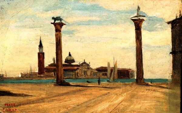 The Piazetta, Venice by Jean-Baptiste-Camille Corot - Hand-Painted Oil Painting Reproduction