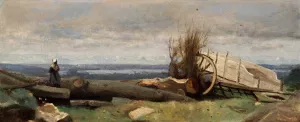 The Plain of La Beauce by Jean-Baptiste-Camille Corot Oil Painting