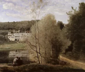 The Pond and the Cabassud Houses at Ville-d'Avray painting by Jean-Baptiste-Camille Corot