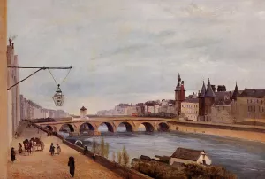 The Pont-au-Change and the Palais de Justice by Jean-Baptiste-Camille Corot Oil Painting