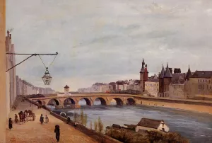 The Pont-au-Change and the Palais de Justice Oil painting by Jean-Baptiste-Camille Corot