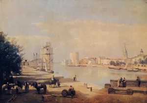 The Port of la Rochelle by Jean-Baptiste-Camille Corot Oil Painting