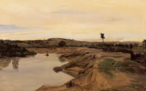 The Poussin Promenade also known as Roman Campagna by Jean-Baptiste-Camille Corot Oil Painting