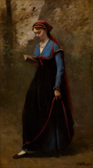 The Reader by Jean-Baptiste-Camille Corot Oil Painting