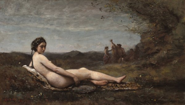 The Repose  by Jean-Baptiste-Camille Corot - Hand-Painted Oil Painting Reproduction