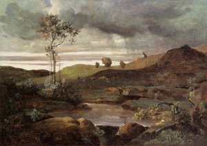The Roman Campagna in Winter Oil painting by Jean-Baptiste-Camille Corot