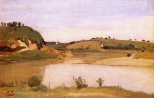 The Tiber Near Rome by Jean-Baptiste-Camille Corot Oil Painting